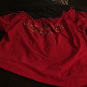 Red embroidered route 66 short sleeve